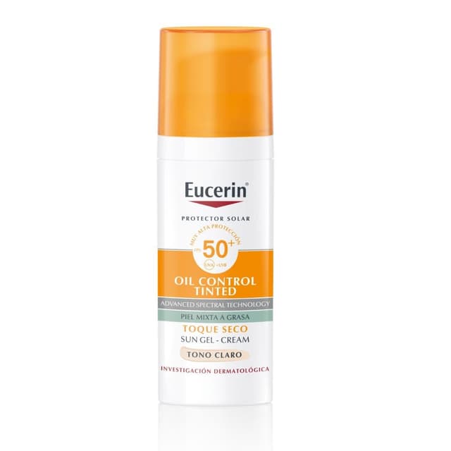 Protector Solar Facial Con Color Eucerin Oil Control Tono Claro Anti-Brillo Frasco 50 Ml