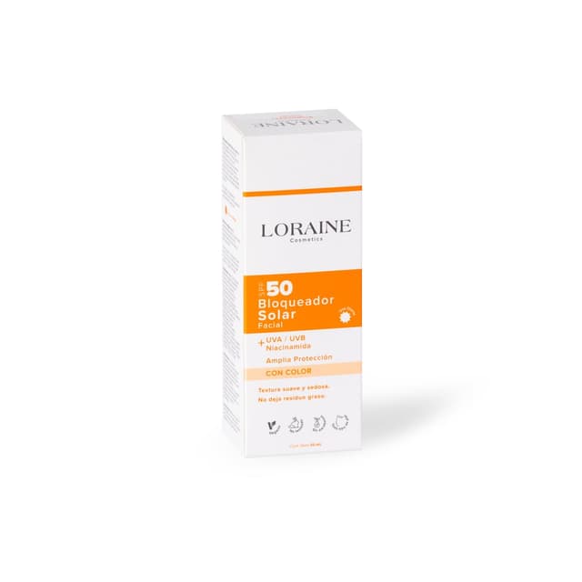 Bloqueador Solar Facial Loraine Cosmetics Spf 50 + Uva + Uvb Con Color Frasco Por 50Ml